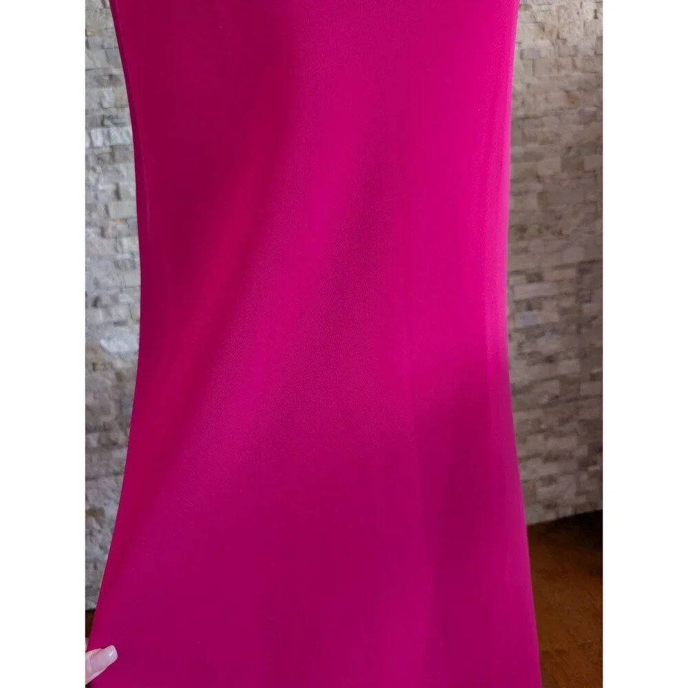 Calvin Klein High Neck Halter Sleek Pink Backless Formal Maxi Dress Gown Size 4 - Picture 5 of 13